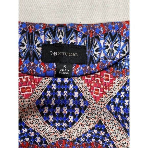 AB Studio Red White Blue Stretch Sheath Crew Neck Dress Sz 6‎ - Picture 5 of 8